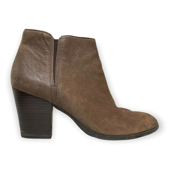 Franco Sarto Brown Leather Side  Zip Ankle Booties - Picture 4 of 10